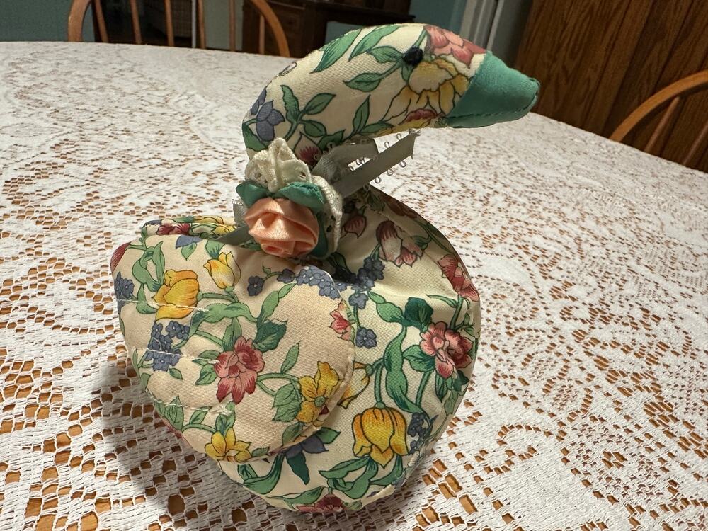 Quilted Calico Goose Plush Fabric Floral Chintz Decoy Country Cottagecore
